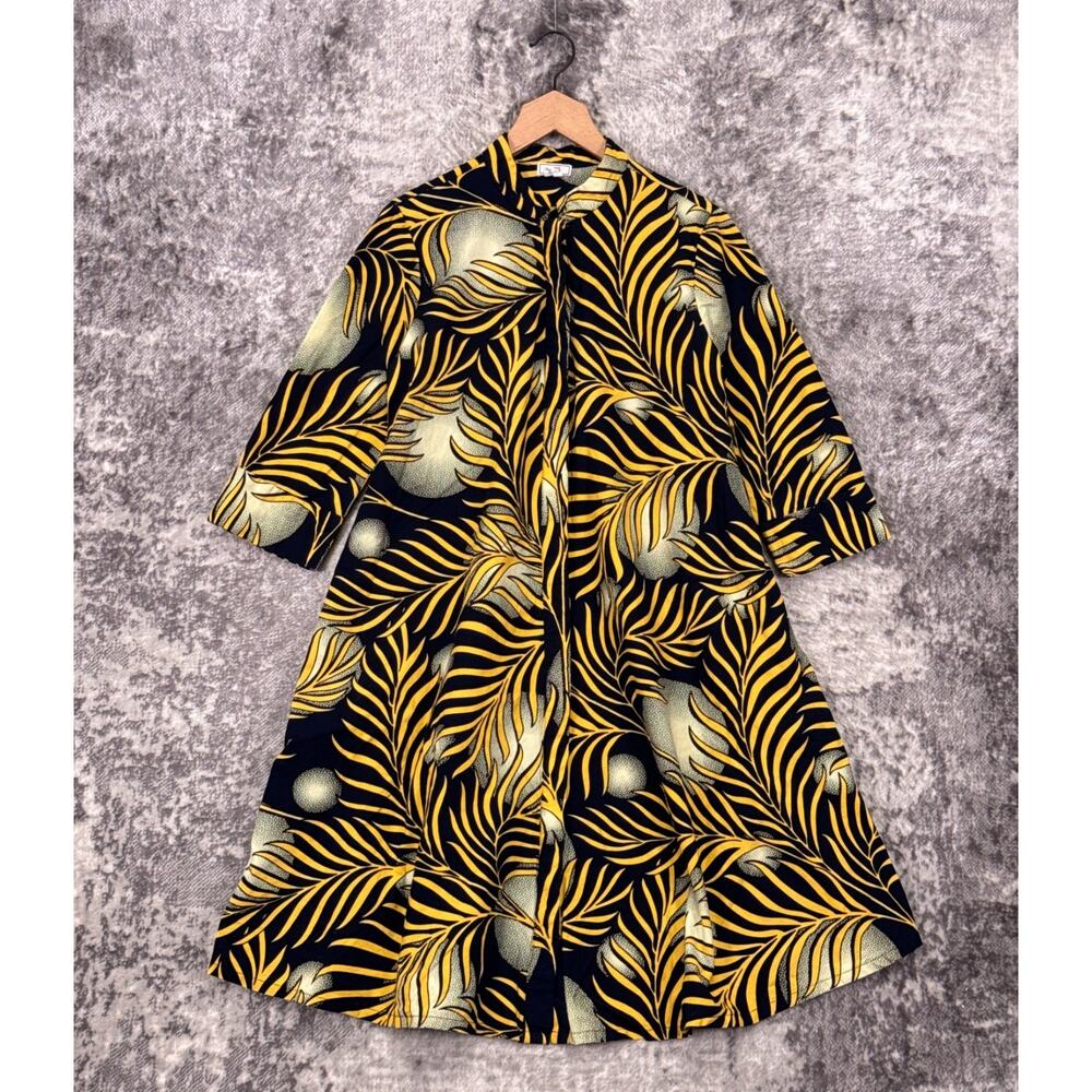 Zuri Supermoon Dress Small Long Womens Black & Yellow 100% Cotton